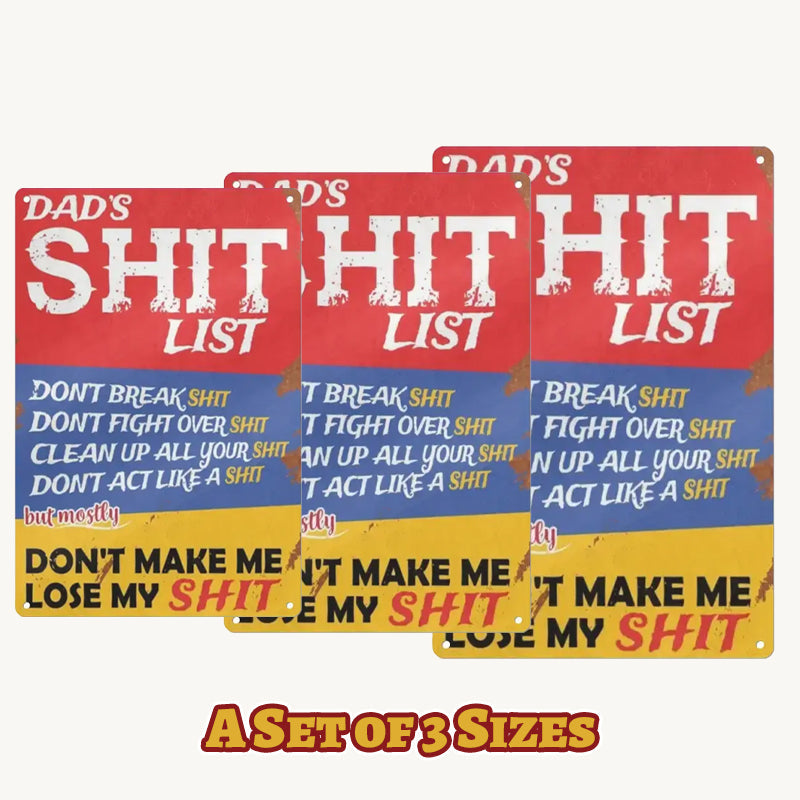 Dad's List of Rules Iron Sign - Funny Home Wall Decor