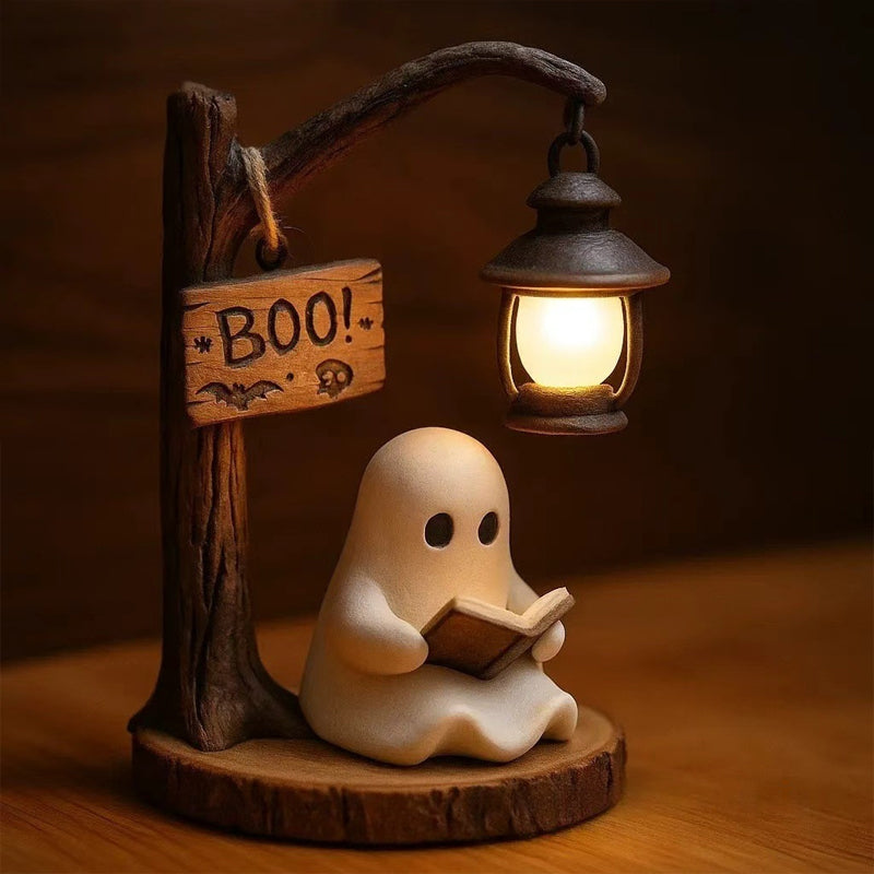 Halloween Ghost Reading Lamp - Resin Tabletop Figurine