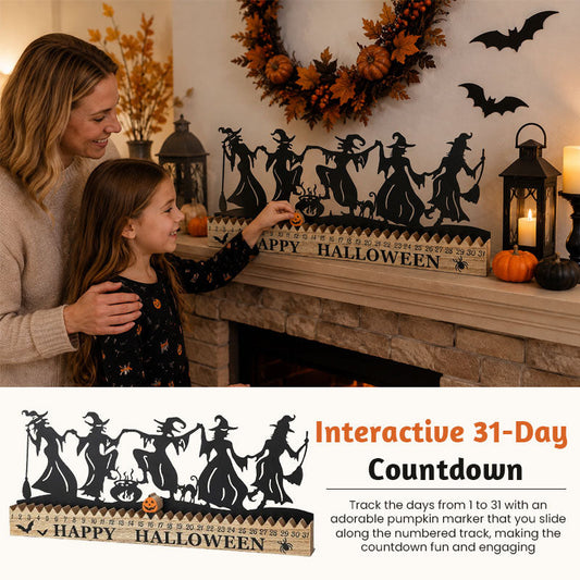18" Iron & MDF Halloween Countdown Calendar | 31-Day Track