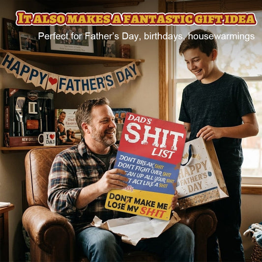 Dad's List of Rules Iron Sign - Funny Home Wall Decor