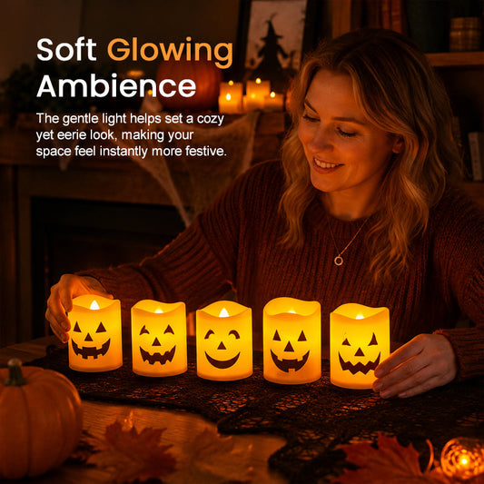 Halloween Pumpkin Flameless LED Candle Lamp for Tabletop Décor