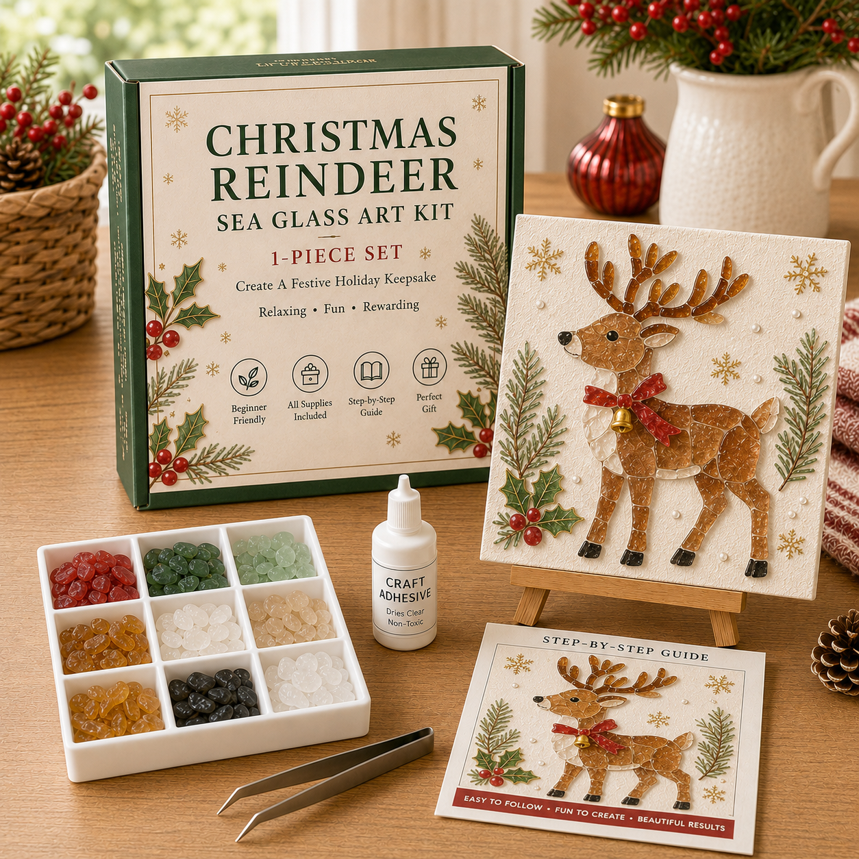 Christmas Sea Glass Art Kit – 8 Beginner-Friendly DIY Designs