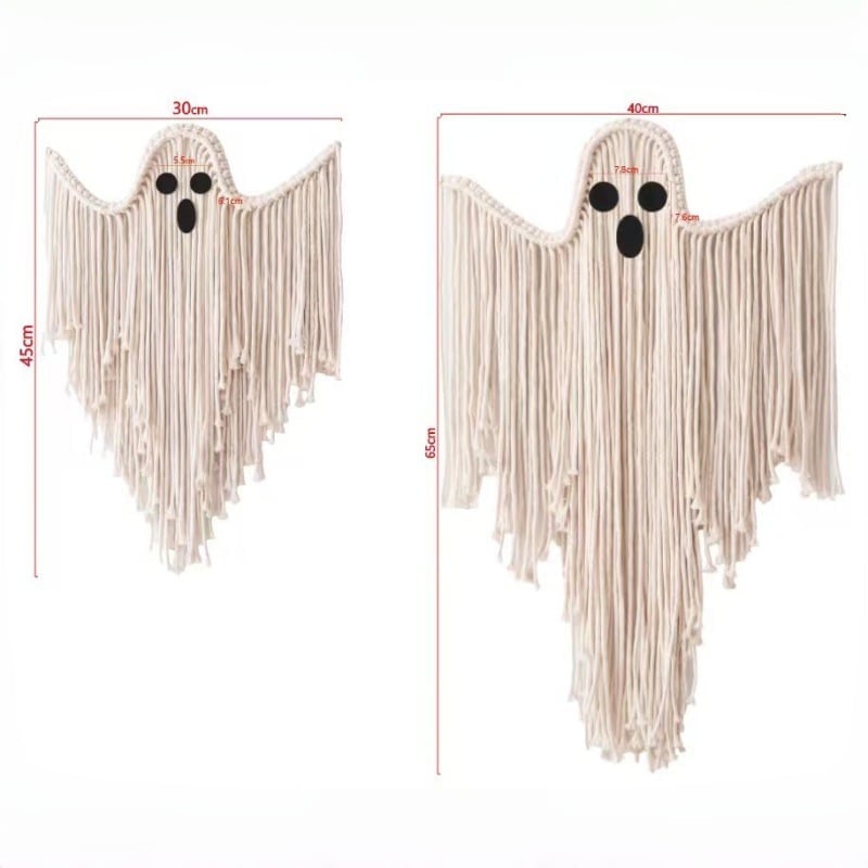 Handcrafted Woven Halloween Ghost Wall Decor, Boho Fall Gift