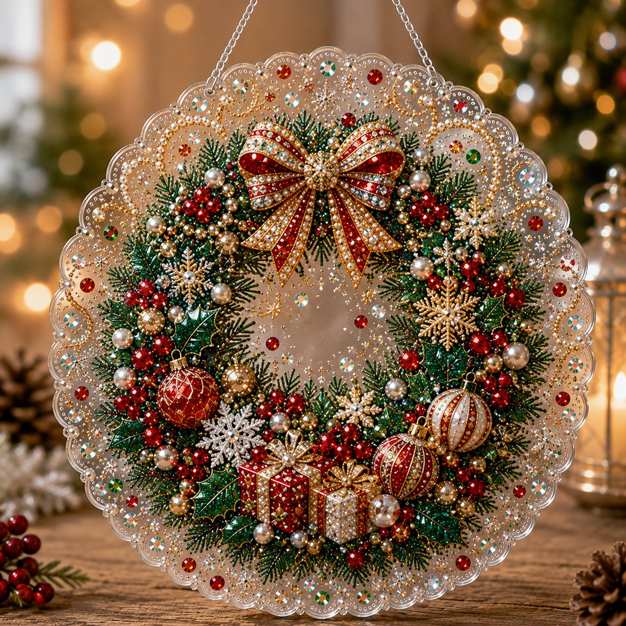 DIY Christmas Pearl Diamond Art Ornament Kit for Holiday Decor