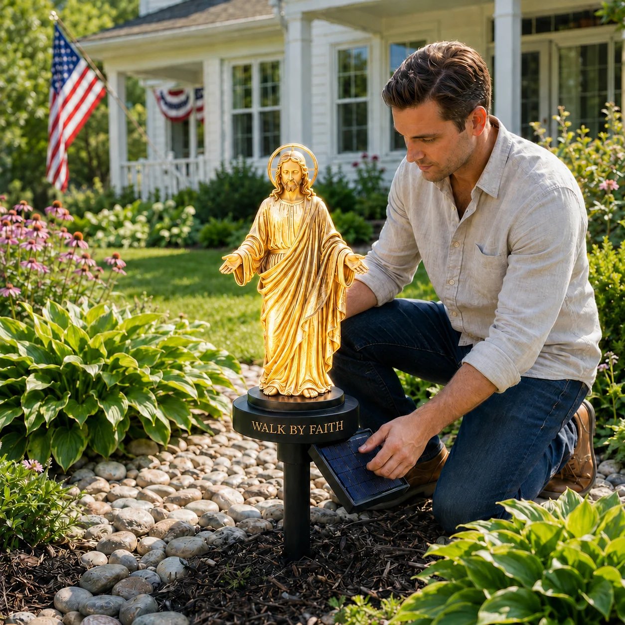 Walk by Faith Solar Jesus Garden Light – Christian Gift