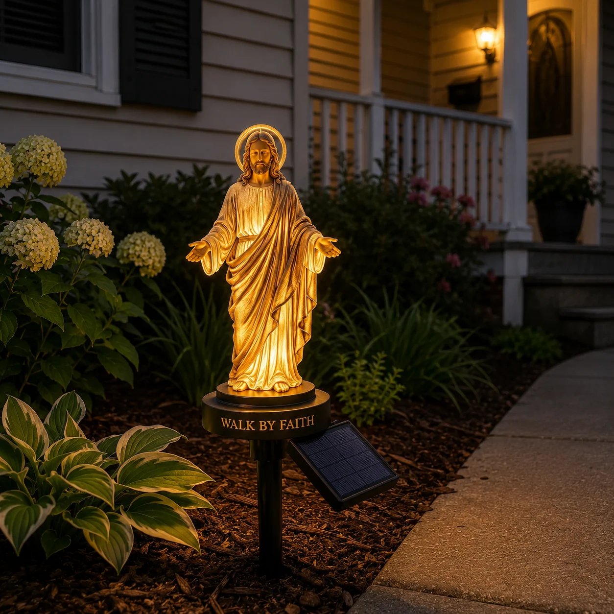 Walk by Faith Solar Jesus Garden Light – Christian Gift