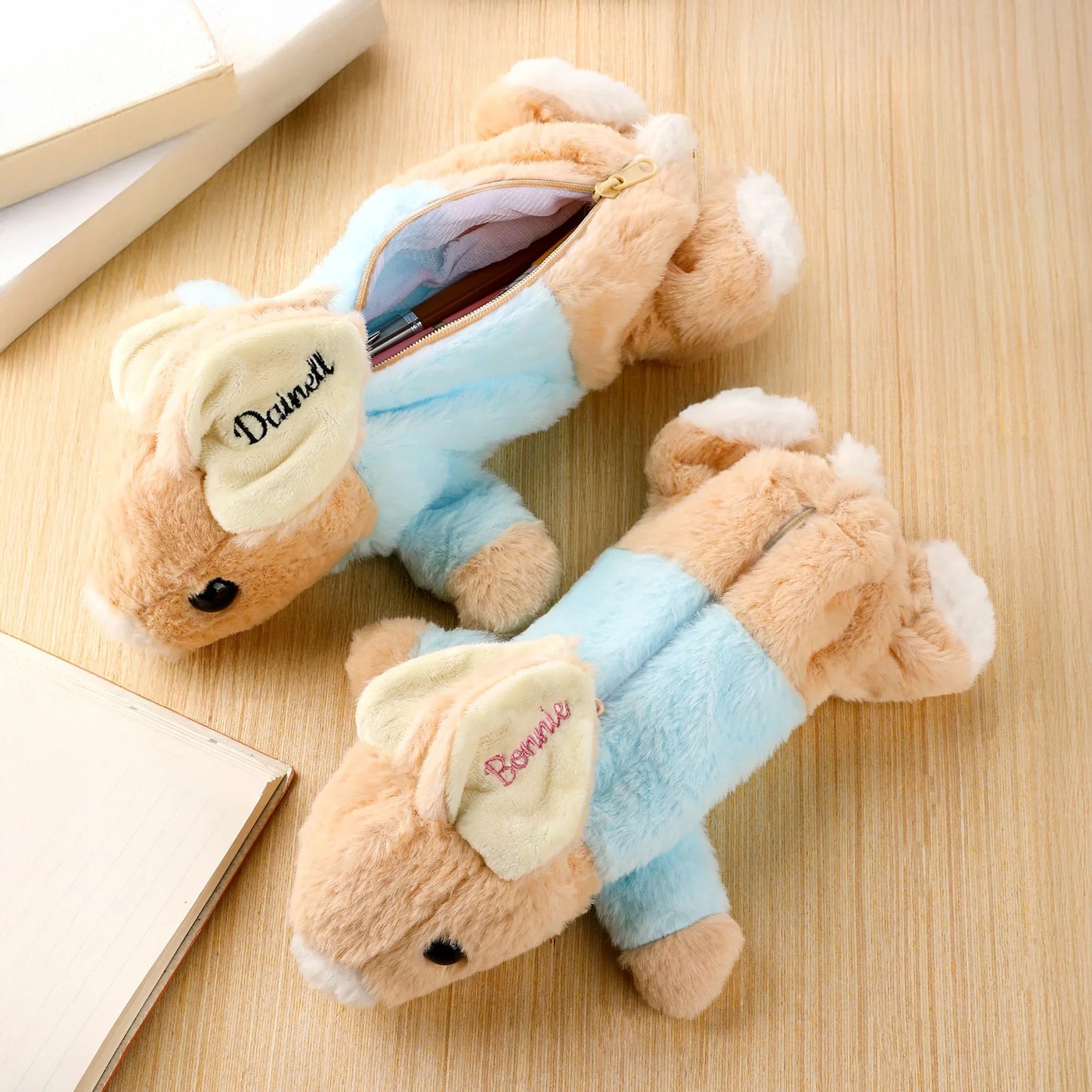 Personalized Bunny Plush Pencil Bag | Custom Name Gift