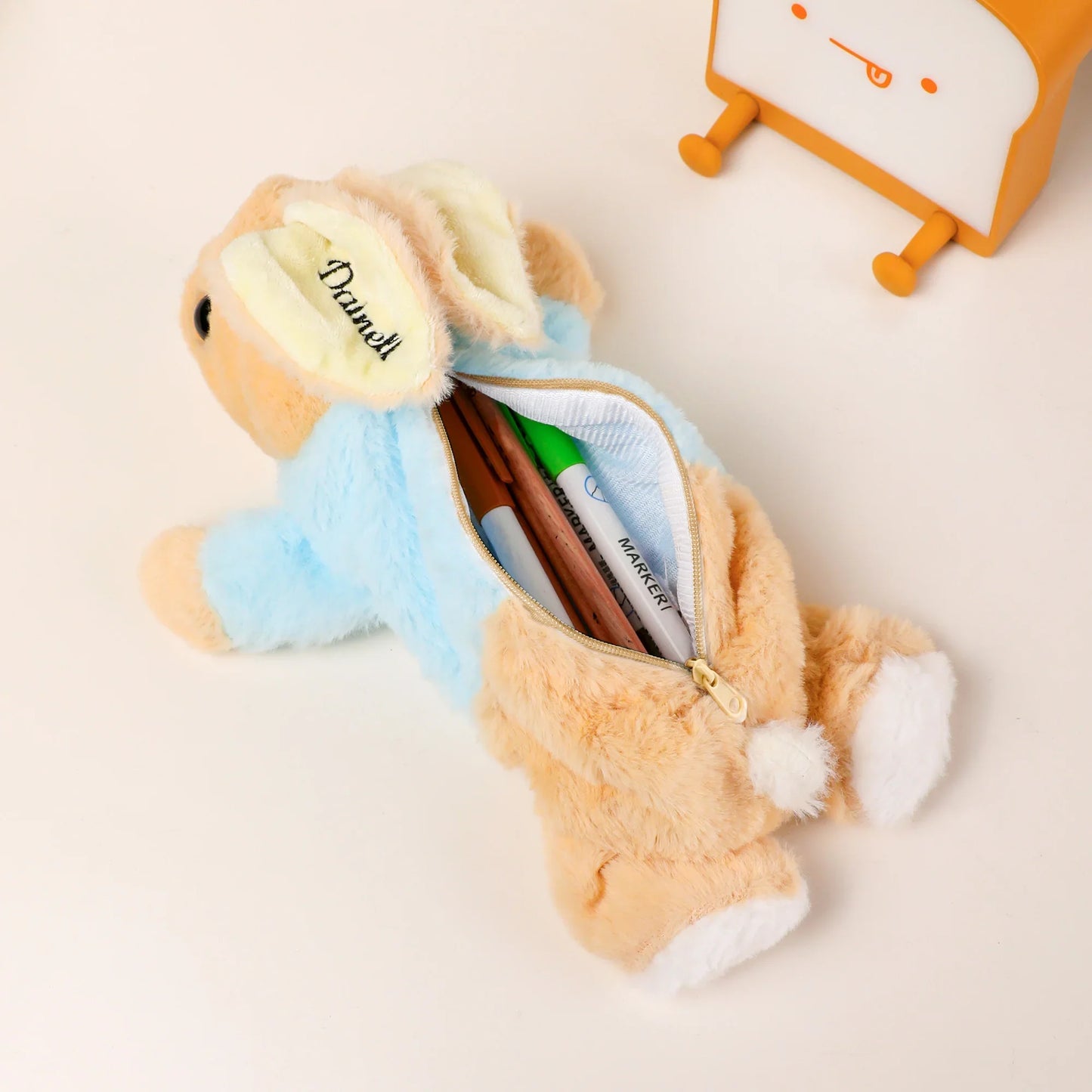 Personalized Bunny Plush Pencil Bag | Custom Name Gift