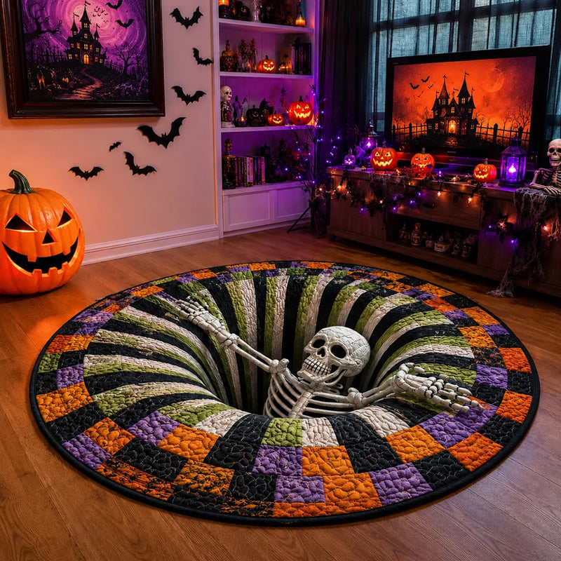 3D Skeleton Halloween Crystal Velvet Floor Mat for Entryways