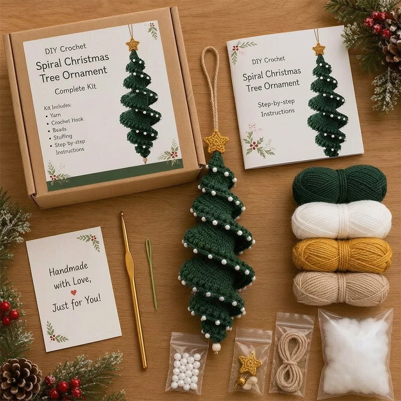 DIY Christmas Spiral Crochet Ornament Kit for Holiday Gifts