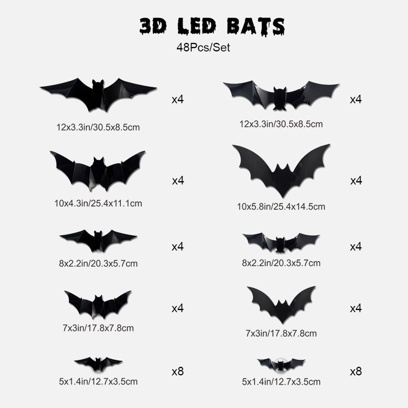 Halloween 3D LED Bat Decor with Purple Glow for Walls & Windows