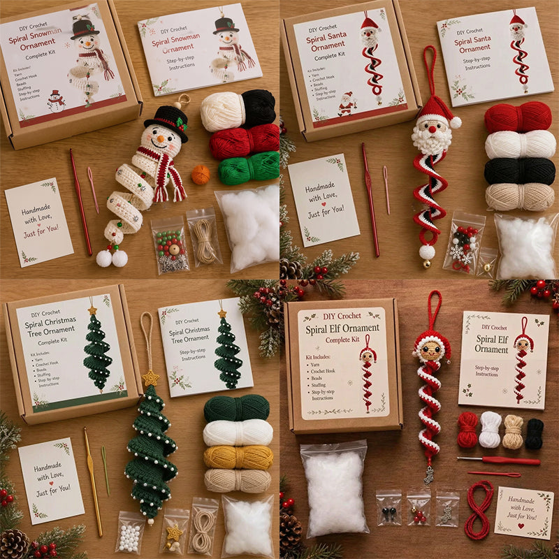 DIY Christmas Spiral Crochet Ornament Kit for Holiday Gifts