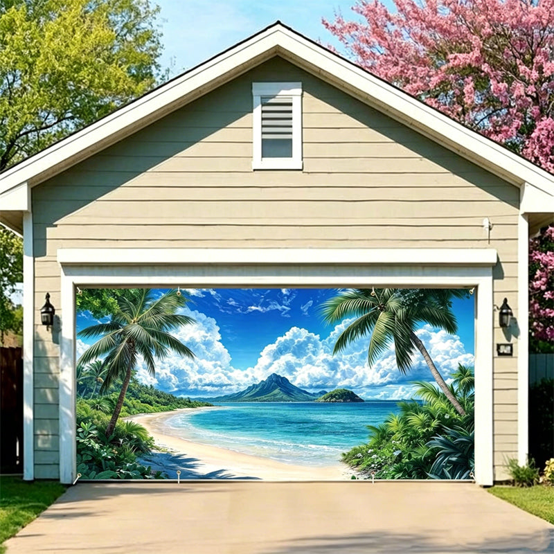 Hawaiian Beach Garage Door Birthday Party Backdrop