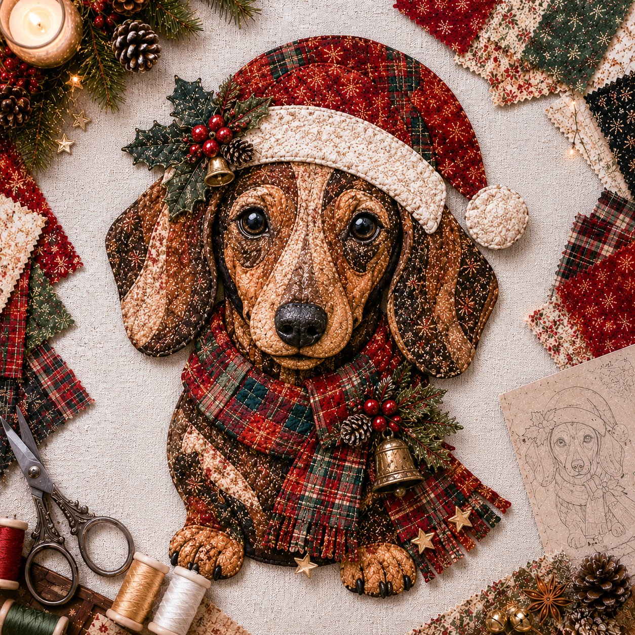 Christmas Patchwork Fabric DIY Decor Kit – 10 Festive Designs