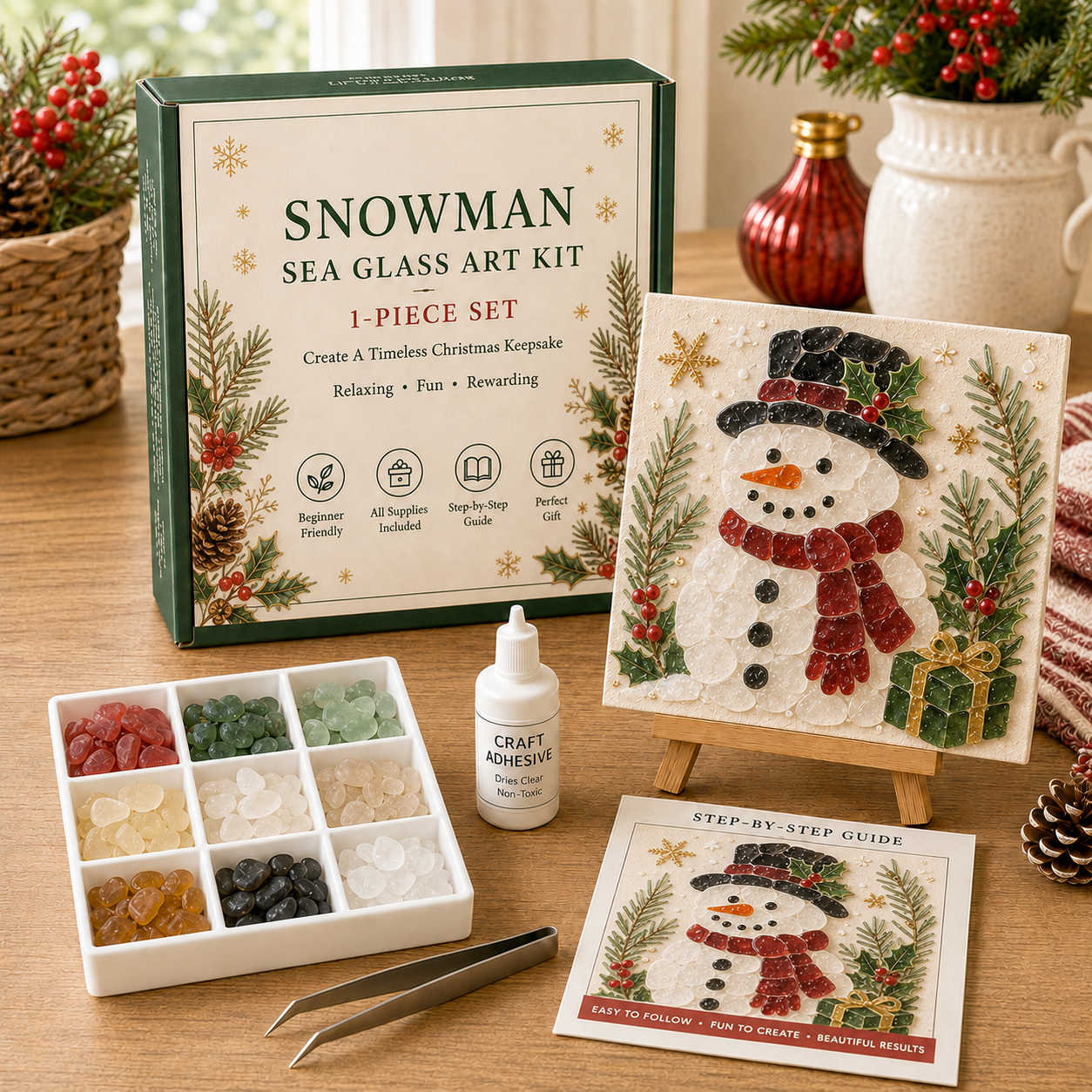 Christmas Sea Glass Art Kit – 8 Beginner-Friendly DIY Designs