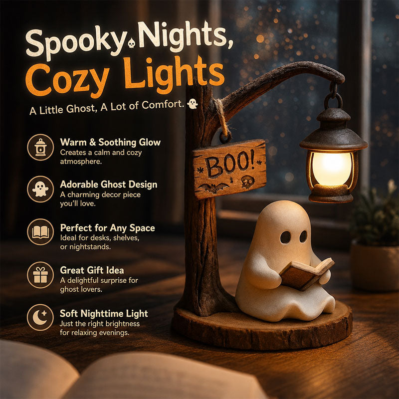 Halloween Ghost Reading Lamp - Resin Tabletop Figurine