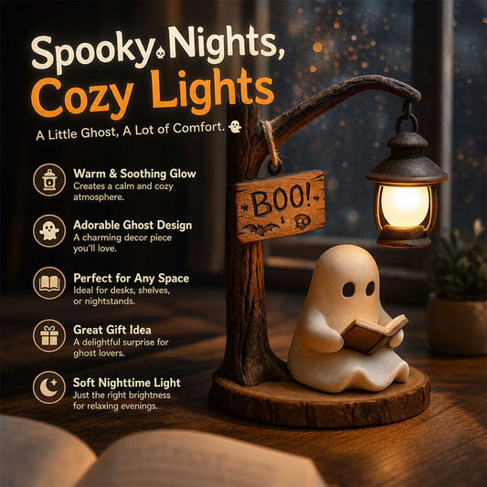 Halloween Ghost Reading Lamp - Resin Tabletop Figurine