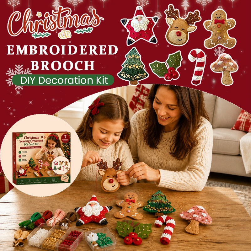 Christmas Felt Embroidery Brooch DIY Kit for Holiday Gifts