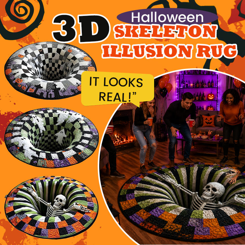 3D Skeleton Halloween Crystal Velvet Floor Mat for Entryways