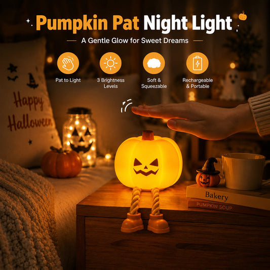 Squishy Pumpkin Night Light Gift – Rechargeable & Touch-Dimmable