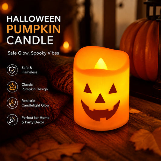 Halloween Pumpkin Flameless LED Candle Lamp for Tabletop Décor