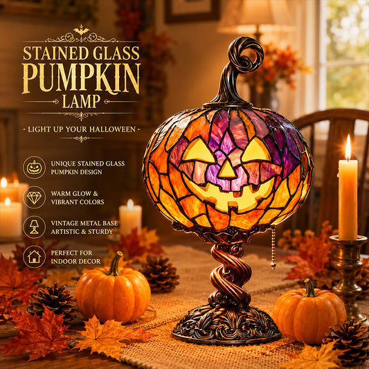 Tall Pumpkin Lamp with Elevated Base – Halloween & Fall Decor Gift