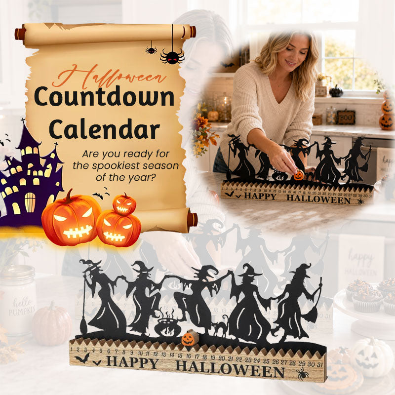 18" Iron & MDF Halloween Countdown Calendar | 31-Day Track