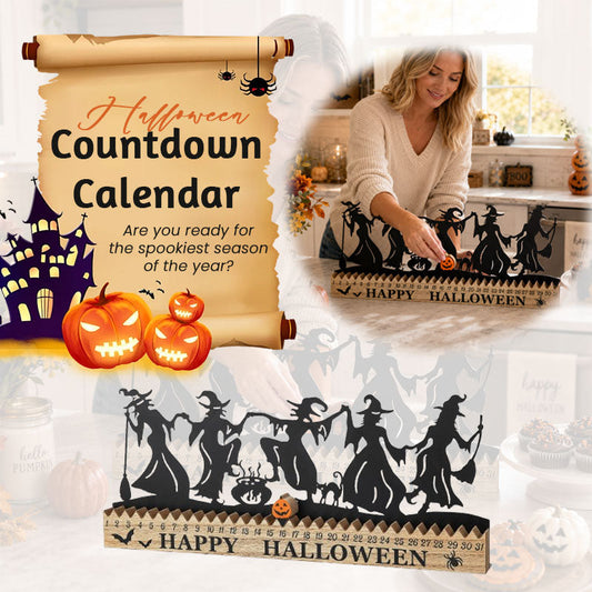 18" Iron & MDF Halloween Countdown Calendar | 31-Day Track