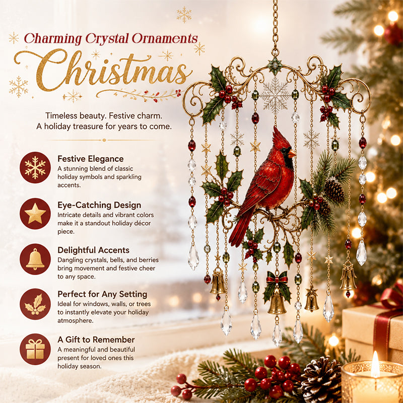 Christmas Crystal-Accent Hanging Ornament Gift for Friends & Family