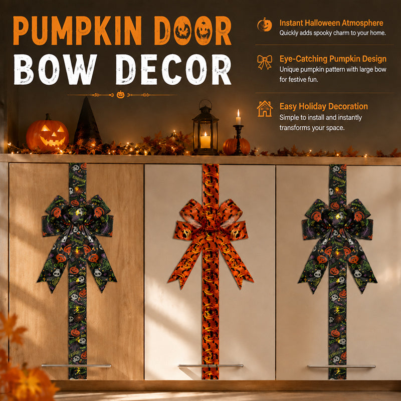 Halloween Pumpkin Ribbon Bow Decoration for Cabinet Doors