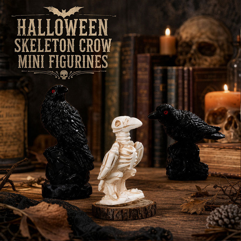Halloween Resin Raven & Skeleton Crow Ornaments
