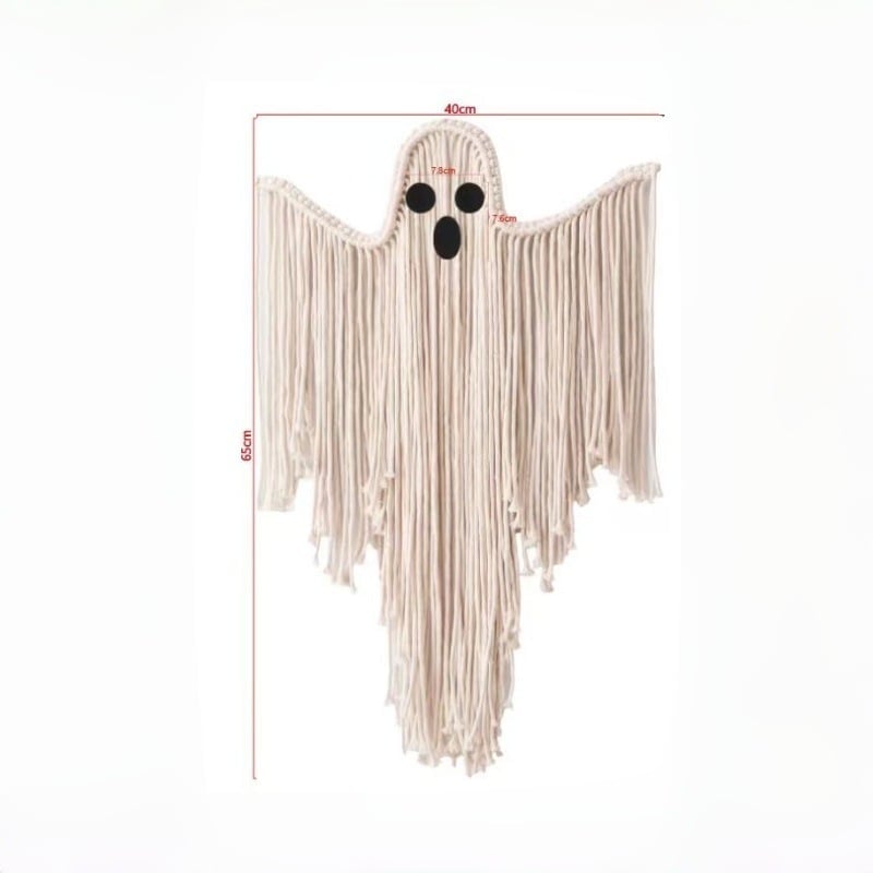 Handcrafted Woven Halloween Ghost Wall Decor, Boho Fall Gift