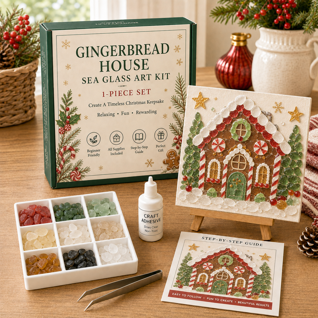 Christmas Sea Glass Art Kit – 8 Beginner-Friendly DIY Designs