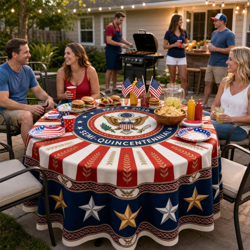 250th Anniversary Patriotic Round Tablecloth (60", 70", 84")