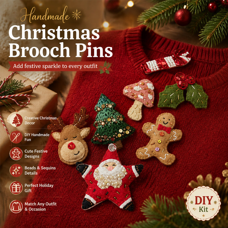 Christmas Felt Embroidery Brooch DIY Kit for Holiday Gifts
