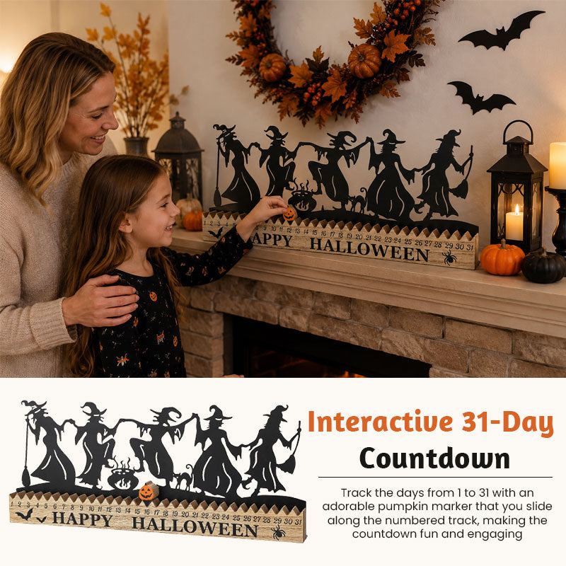 18" Iron & MDF Halloween Countdown Calendar | 31-Day Track