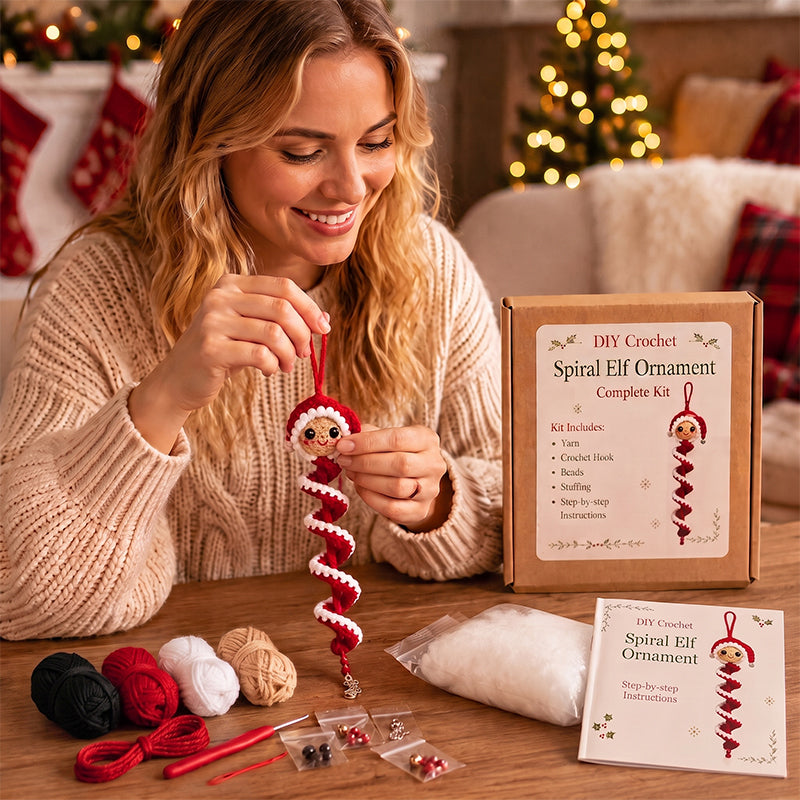 DIY Christmas Spiral Crochet Ornament Kit for Holiday Gifts