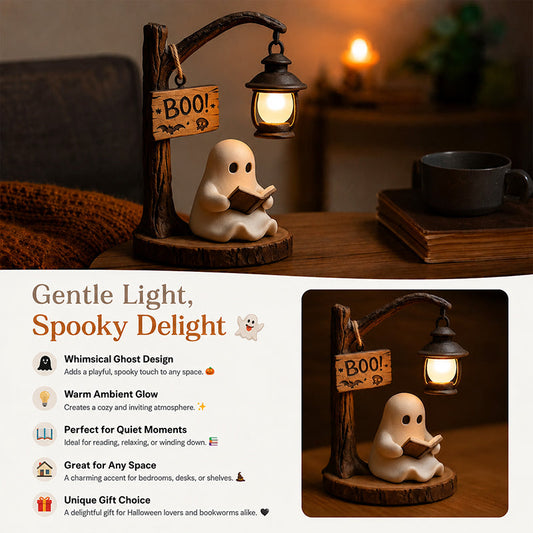 Halloween Ghost Reading Lamp - Resin Tabletop Figurine