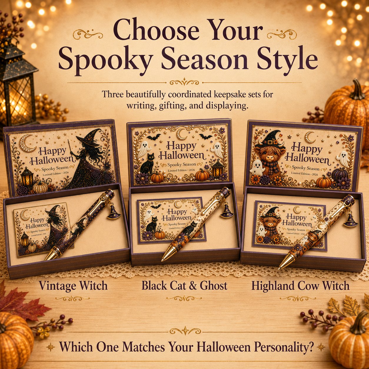 Halloween Pen Gift Set with Matching Card & Box – 3 Styles