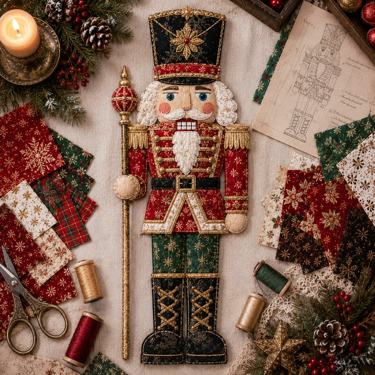 Christmas Patchwork Fabric DIY Decor Kit – 10 Festive Designs