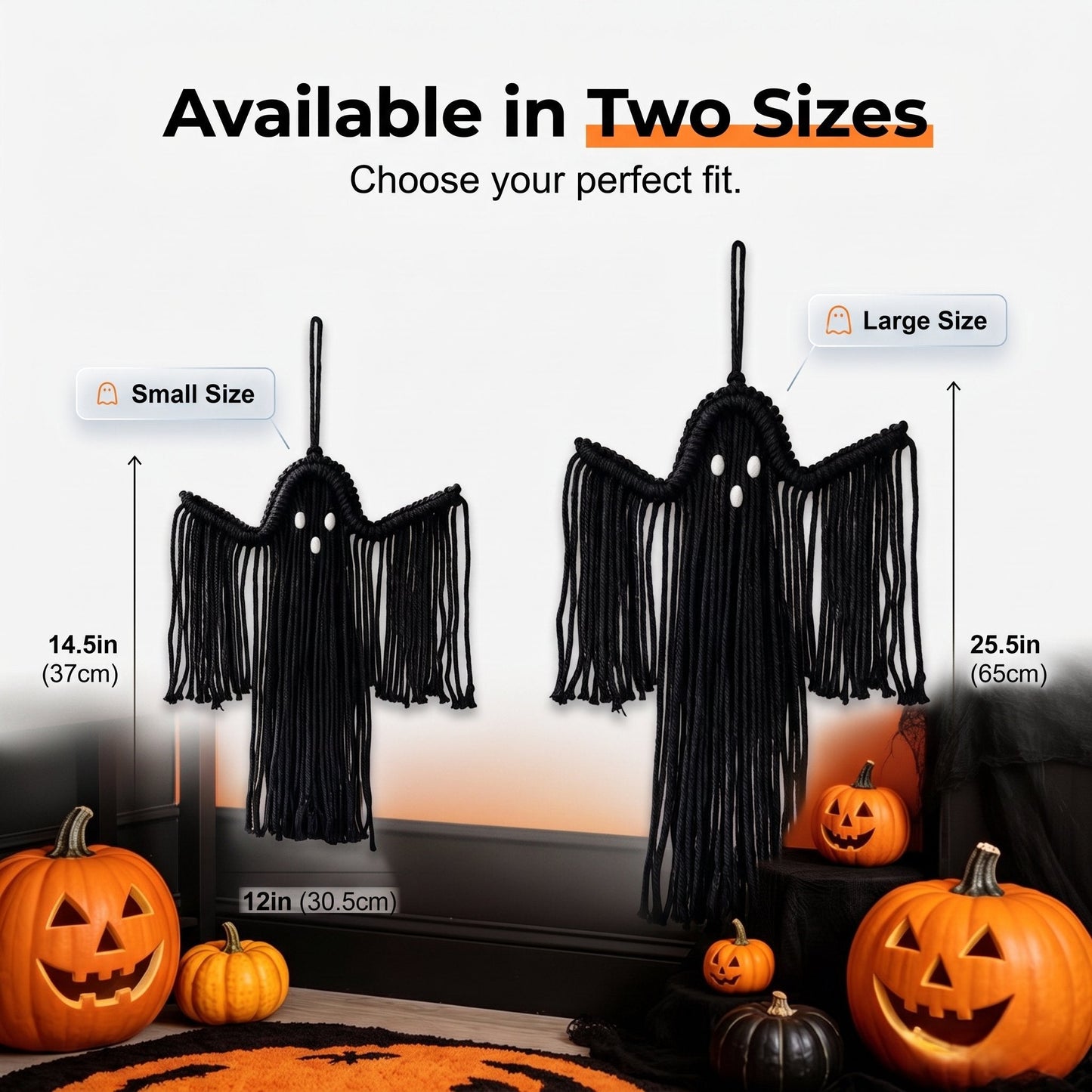 Handcrafted Woven Halloween Ghost Wall Decor, Boho Fall Gift