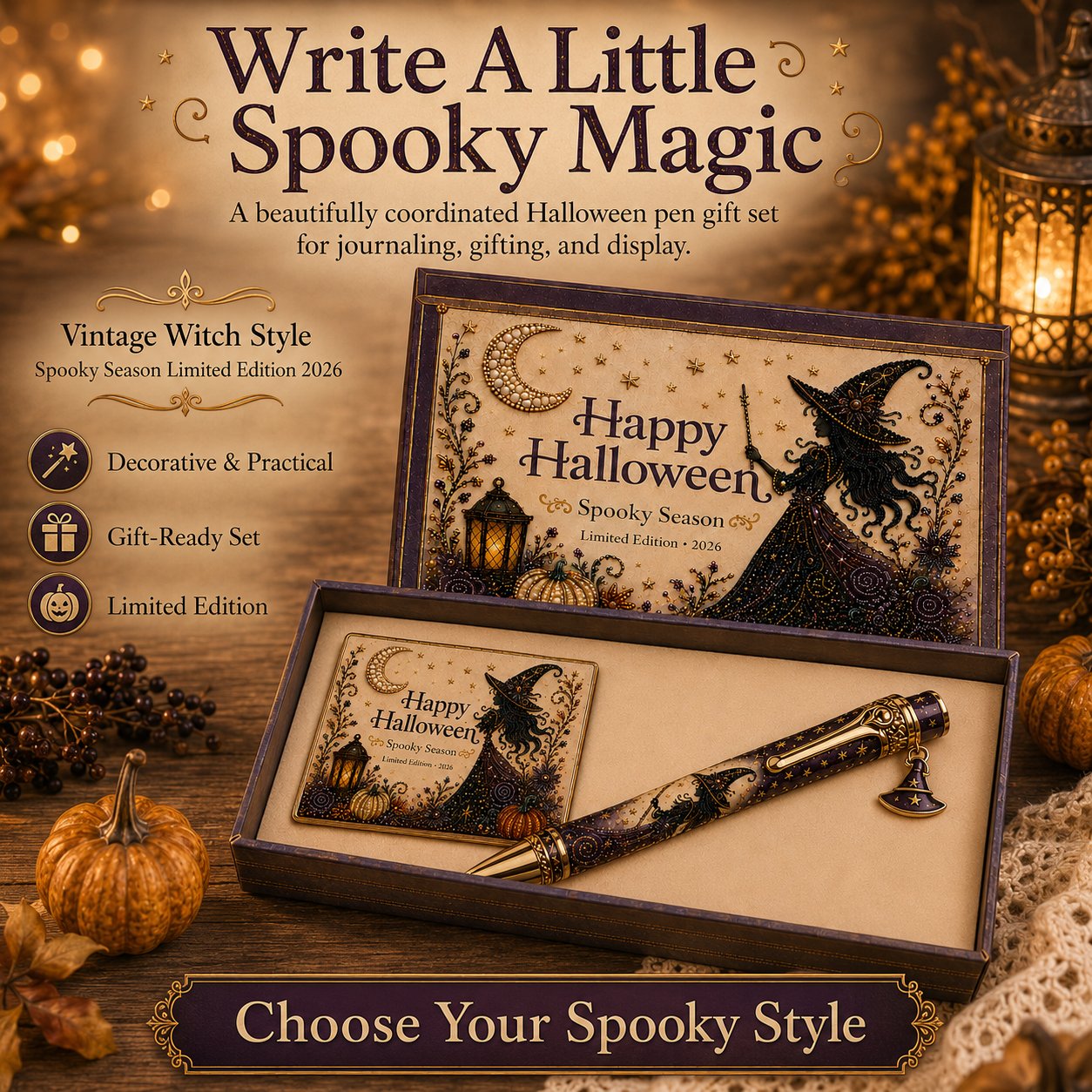 Halloween Pen Gift Set with Matching Card & Box – 3 Styles