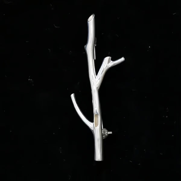 Silver Wearable Branch Flower Vase Brooch