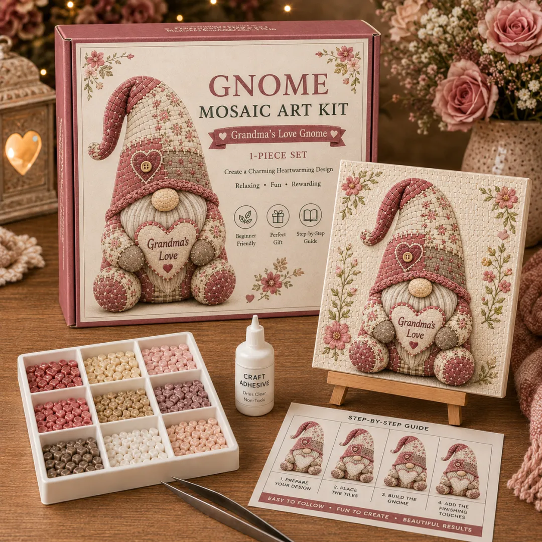 Gnome Mosaic Art Kit – Relaxing DIY Craft and Handmade Gift
