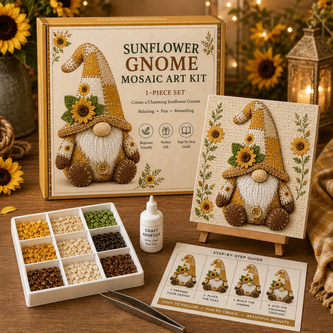 Gnome Mosaic Art Kit – Relaxing DIY Craft and Handmade Gift