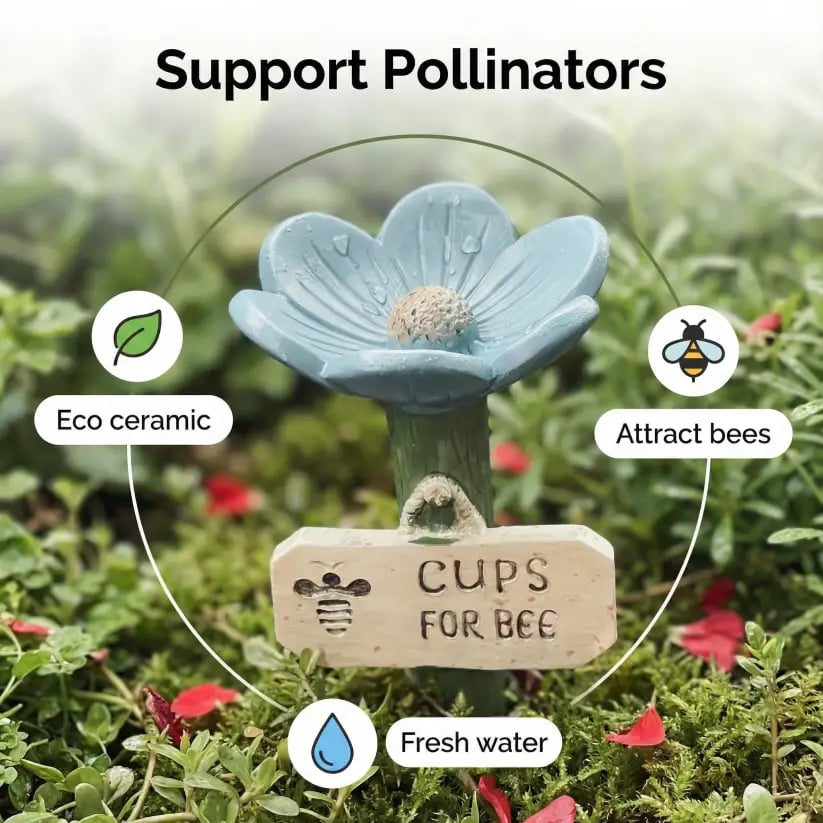 Flower-Shaped Ceramic Bee Watering Station