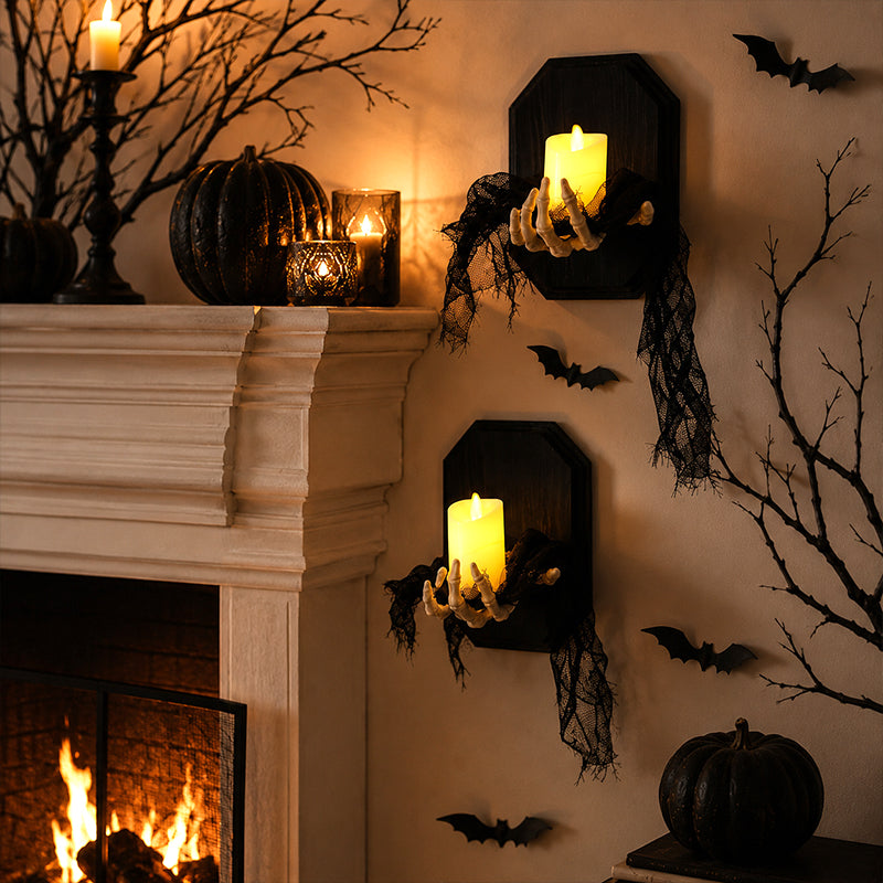 Skeletal Hand Wall Sconce Candle Holder for Gothic Halloween Decor