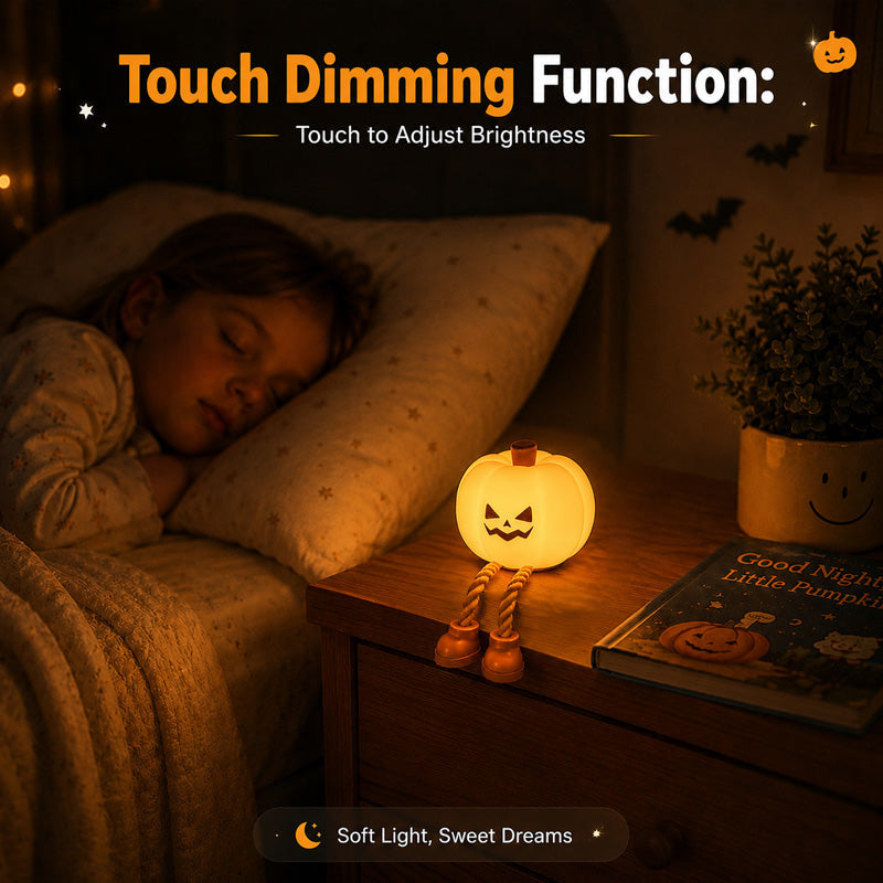 Squishy Pumpkin Night Light Gift – Rechargeable & Touch-Dimmable