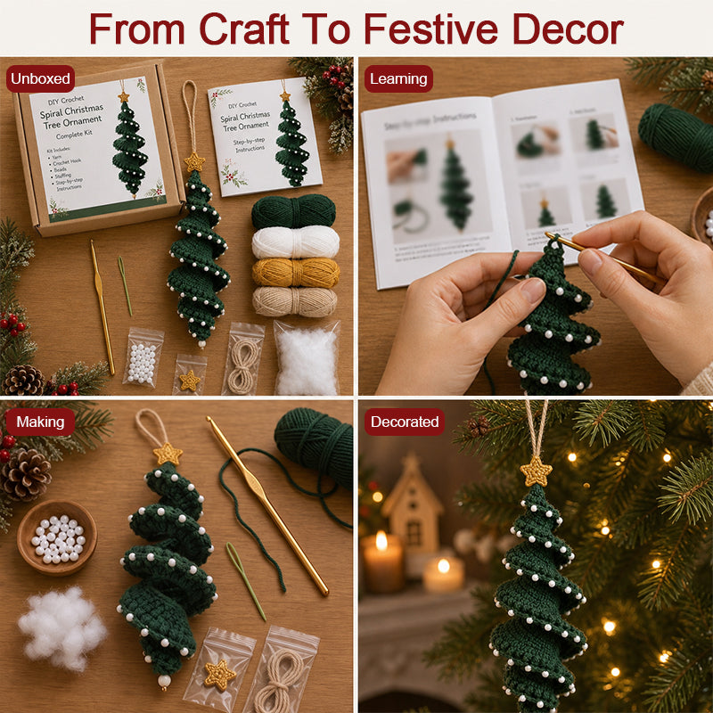 DIY Christmas Spiral Crochet Ornament Kit for Holiday Gifts