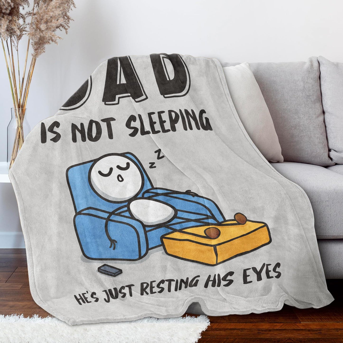 "Dad Is Not Sleeping" Funny Flannel Fleece Throw Blanket